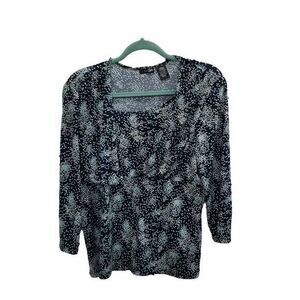 East 5th Womens Sz L Blue Polka Dot 3/4 Sleeve Blouse
